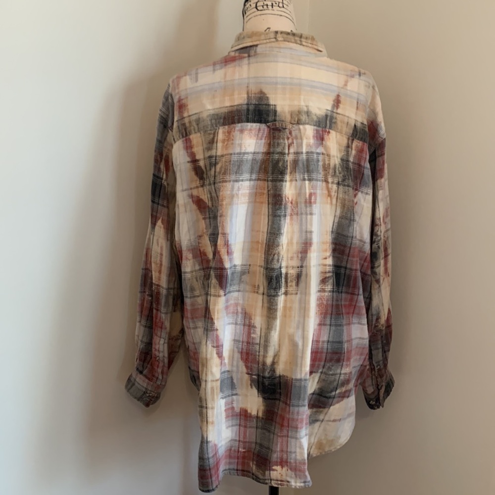 Franklin Flannels Vintage Bleach Splattered Button Down 
(Gray & Burgundy) - Picture 8 of 11